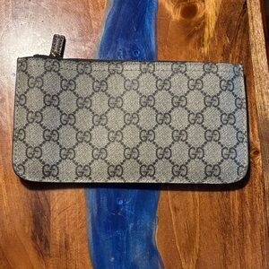 Gucci Gray/Black GG Monogram Zip Wallet
